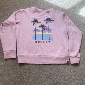 Hurley pink palm tree sweatshirt